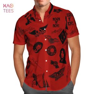 Aerosmith Black Red Hawaiian Shirt