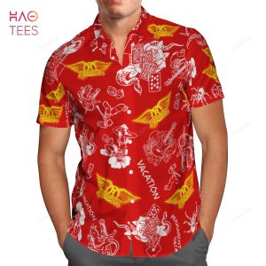 Aerosmith Red Fashion Hawaiian Shirt & Beach Shorts