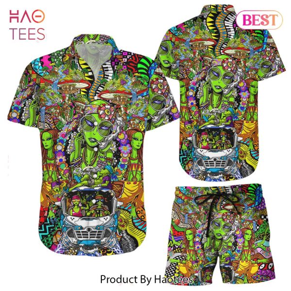 Ailen Hawaiian Shirt Hippie Girl Aliens Funny Button Down Shirts Summer Holiday Presents