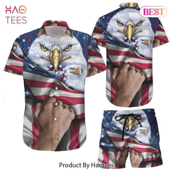 Ameican Eagle Hawaiian Shirt Eagle USA Flag Independent Day Hawaii Shirt 4Th Of July Themed Gifts