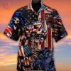 American Flag Skeleton Print Hawaiian Shirt