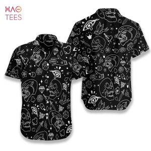 American Traditional Flash Tattoo Skull Hawaiian Shirt