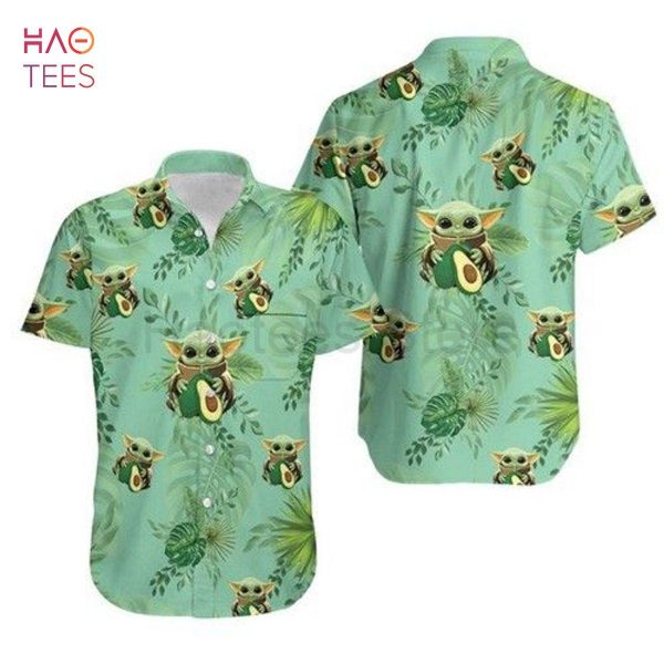 Baby Yoda Hugging Avocadoes Tropical Leaves Ii Hawaiian Shirt