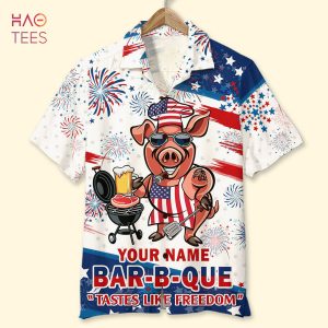 Bar-B-Que Tastes Like Freedom Personalized Grill Independence Day Hawaiian Shirt