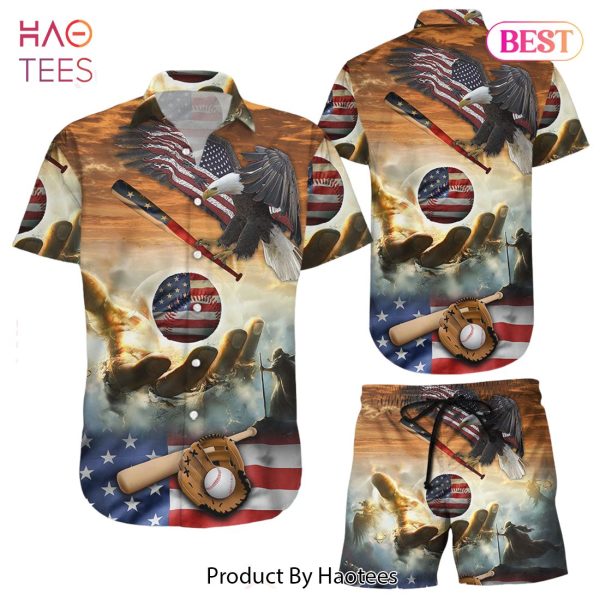 Baseball Hawaiian Shirt 4th Of July Eagle USA Independent Day Baseball Hawaii Shirt Baseball Gifts