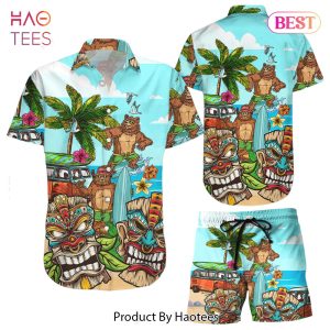 Bear Hawaiian Shirt Bear And Native Tiki Button Down Shirts Tropical Themed Gift Ideas