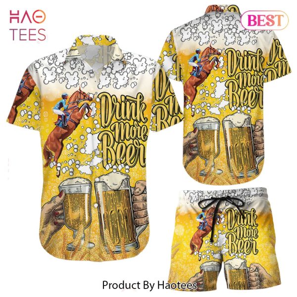 Beer Hawaiian Shirt Horse Racing Dink More Beer Hawaii Shirt Unique Beach Themed Gifts