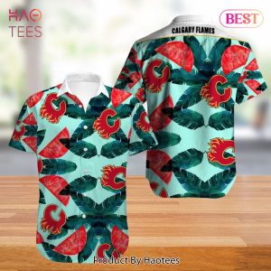 Calgary Flames Hawaiian Shirt Tropical Flowers summer for fans