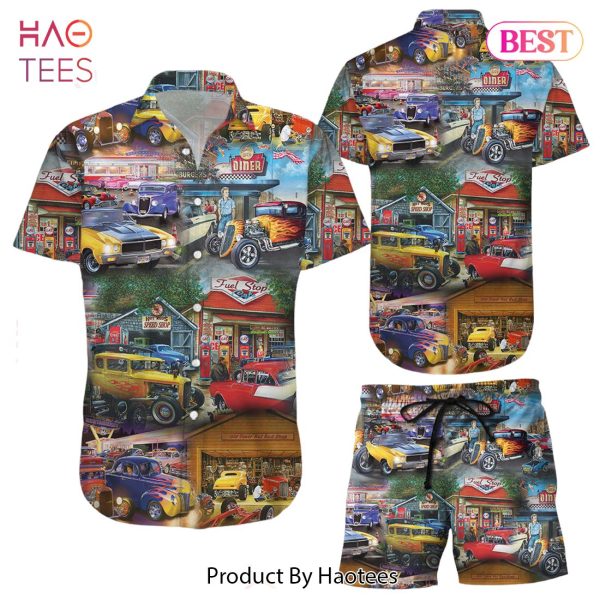 Car Hawaiian Shirt Hot Rod Cars Vintage Button Down Shirts Summer Holiday Presents