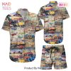 Car Print Hawaiian Shirt Route 66 Car Vintage Button Down Shirts Gift For Vintage Car Lovers