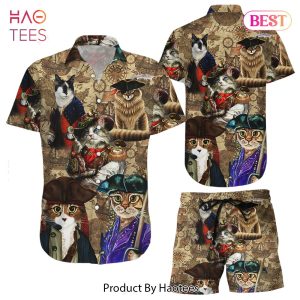 Cat Pirates Hawaiian Shirt Funny Pirates Cat Background Button Down Shirts Beach Themed Gift Ideas