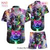 Cat Themed Hawaiian Shirt Colorful Cat DJ Button Down Shirts Gift For Cat Lovers