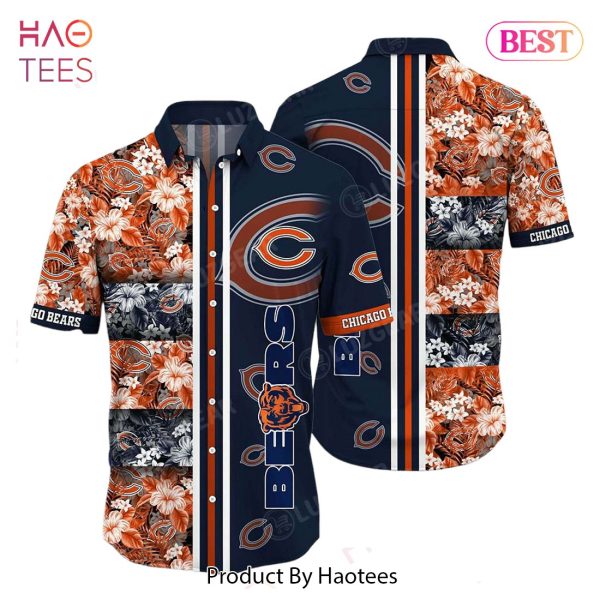 Chicago Bears NFL Graphic Tropical Pattern Hawaiian Shirt 3D Printed Beach Shirt Summer Gift For Fans