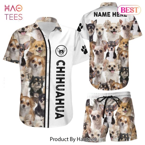 Chihuahua Hawaiian Shirt  Personalized Name Chihuahua Faces Hawaii Shirt Chihuahua Themed Gifts