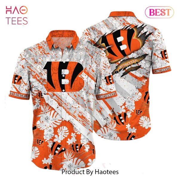 Cincinnati Bengals NFL Hawaiian Shirt Floral Print American Flag Beach Shirt Short Style Summer