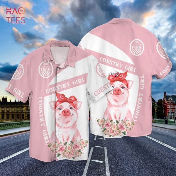 Country Girl Pig With Flowers Hawaiian Shirt