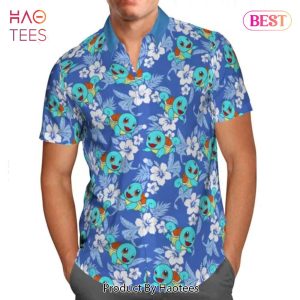 Cute Squirtle Tropical Floral Hawaiian Shirt Anime Shirt for Men Women