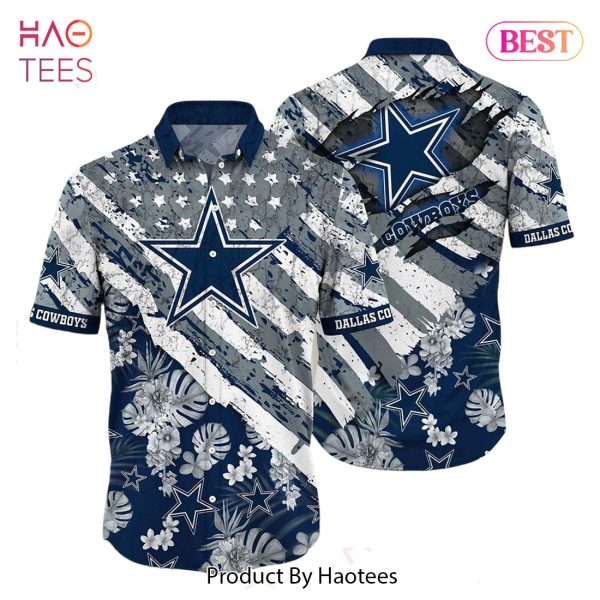 Dallas Cowboys NFL Hawaiian Shirt Floral Print American Flag Beach Shirt Short Style Summer