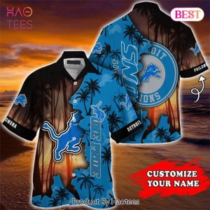 Detroit Lions Hawaiian Shirt tropical island personalized