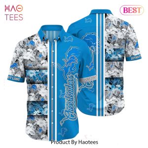 Detroit Lions NFL Graphic Tropical Pattern Hawaiian Shirt 3D Printed Beach Shirt Summer Gift For Fans