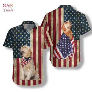 Golden Retriever American Flag Hawaiian Shirt