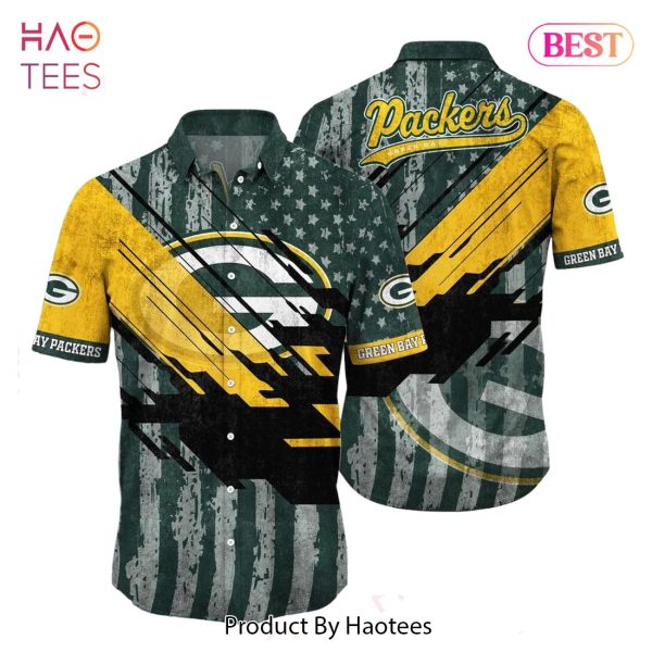 Green Bay Packers Nfl Football Hawaiian Shirt Short American Flag Print This Summer Gift For Fans