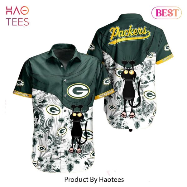 Green Bay Packers Nfl Hawaiian Shirt Black Cat Graphic 3D Printed Hawaii Shirt Short Fan Ever