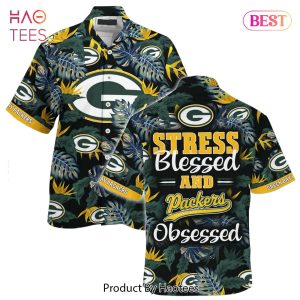 Green Bay Packers Nfl Hawaiian Shirt Stress Blessed Obsessed Summer Beach Shirt Gift For Fans Packers