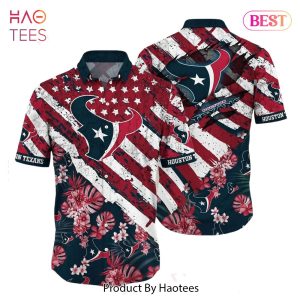 Houston Texans NFL Hawaiian Shirt Floral Print American Flag Beach Shirt Short Style Summer