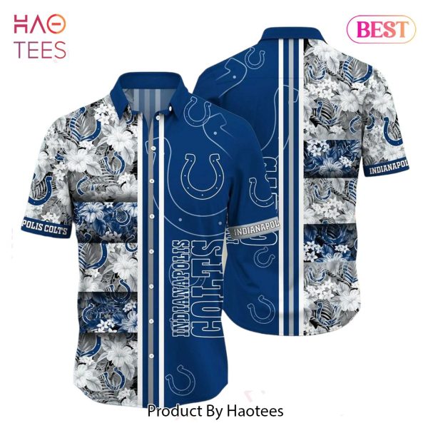 Indianapolis Colts NFL Graphic Tropical Pattern Hawaiian Shirt 3D Printed Beach Shirt Summer Gift For Fans