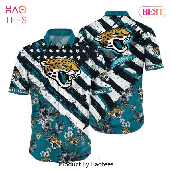 Jacksonville Jaguars Nfl Hawaiian Shirt Floral Print American Flag Beach Shirt Short Style Summer