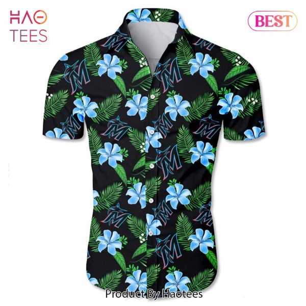 Miami Marlins Hawaiian Shirt Tropical flower gift for fans