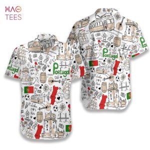 NEW I Love Portugal Doodle Hawaiian Shirt