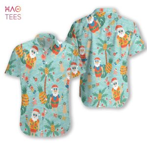 NEW Pineapple With Santa Claus On Sea Beach Hawaiian Shirt