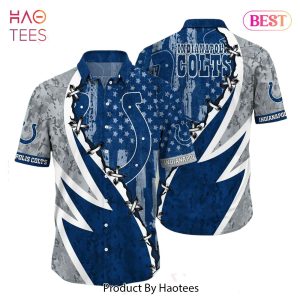 NFL Indianapolis Colts Hawaiian Shirt Graphic American Flag Print This Summer Gift For Fans