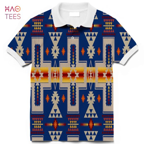 Navy Tribe Design Native American Polo T-Shirt 3D