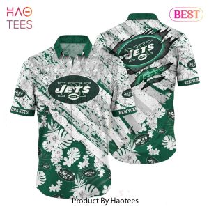 New York Jets NFL Hawaiian Shirt Floral Print American Flag Beach Shirt Short Style Summer