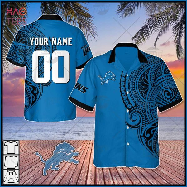 Personalize NFL Detroit Lions Polynesian Tattoo Design Hawaiian Shirt