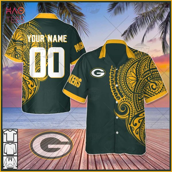 Personalize NFL Green Bay Packers Polynesian Tattoo Design Hawaiian Shirt