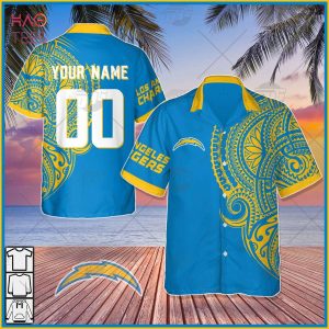 Personalize NFL Los Angeles Chargers Polynesian Tattoo Design Hawaiian Shirt