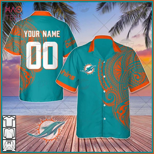 Personalize NFL Miami Dolphins Polynesian Tattoo Design Hawaiian Shirt