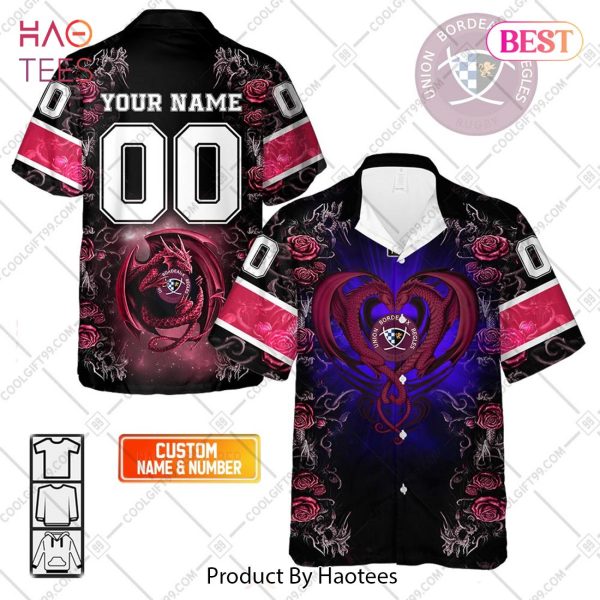 Personalized Bordeaux Begles Rugby Rose Dragons Design Hawaiian Shirt