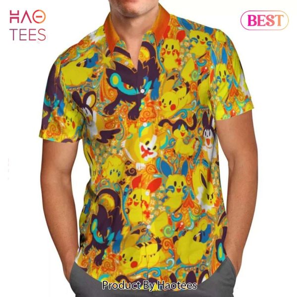 Pikachu Evolutions Hawaiian Shirt Pokemon Anime Shirt for Men Women