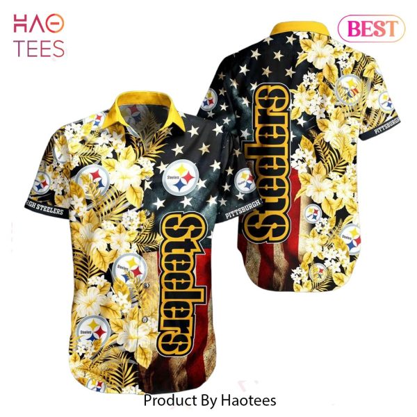 Pittsburgh Steelers NFL Graphic US Flag Flower Hawaiian Shirt New Trends Summer Gift Ever Fans