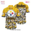 Pittsburgh Steelers NFL Hawaiian Shirt Graphic Tropical Pattern 3D Printed Beach Shirt Summer Gift For Fan