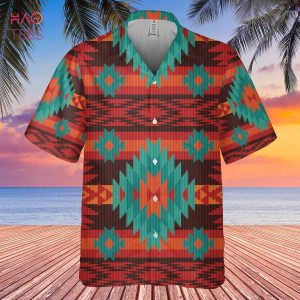 Red Geometric Pattern Hawaiian Shirt 3D