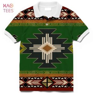 Southwest Green Symbol Native American Polo T-Shirt 3D