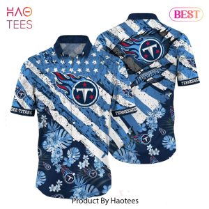 Tennessee Titans NFL Hawaiian Shirt Floral Print American Flag Beach Shirt Short Style Summer