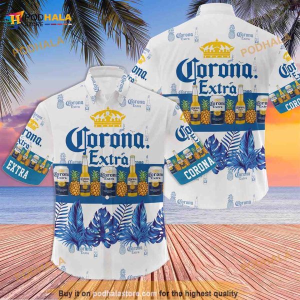 2023 3D Tropical Pineapple Corona Extra Funny Hawaiian Shirt