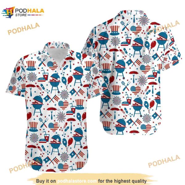 3D 4th Of July Unisex Funny Hawaiian Shirt